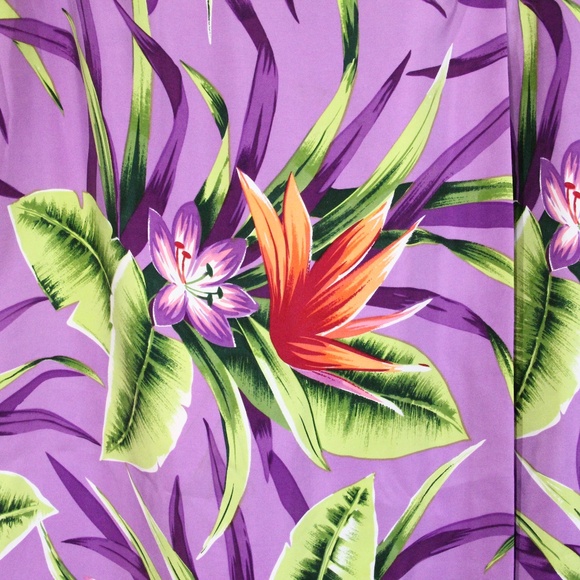 Women Silk Hawaiian Skirt New Faux Wrap Tropical Floral Print sz 10 - Picture 4 of 8